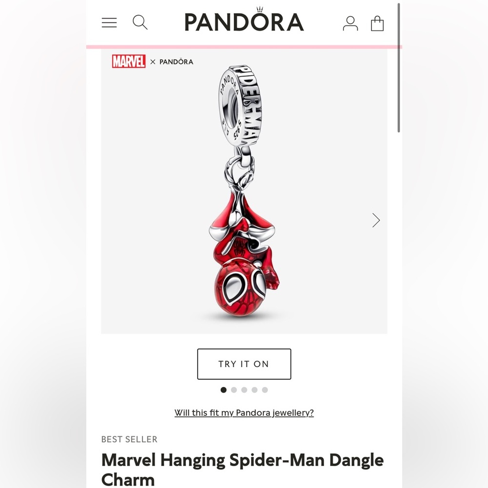 Pandora- Marvel Hanging Spider-Man Dangle Charm